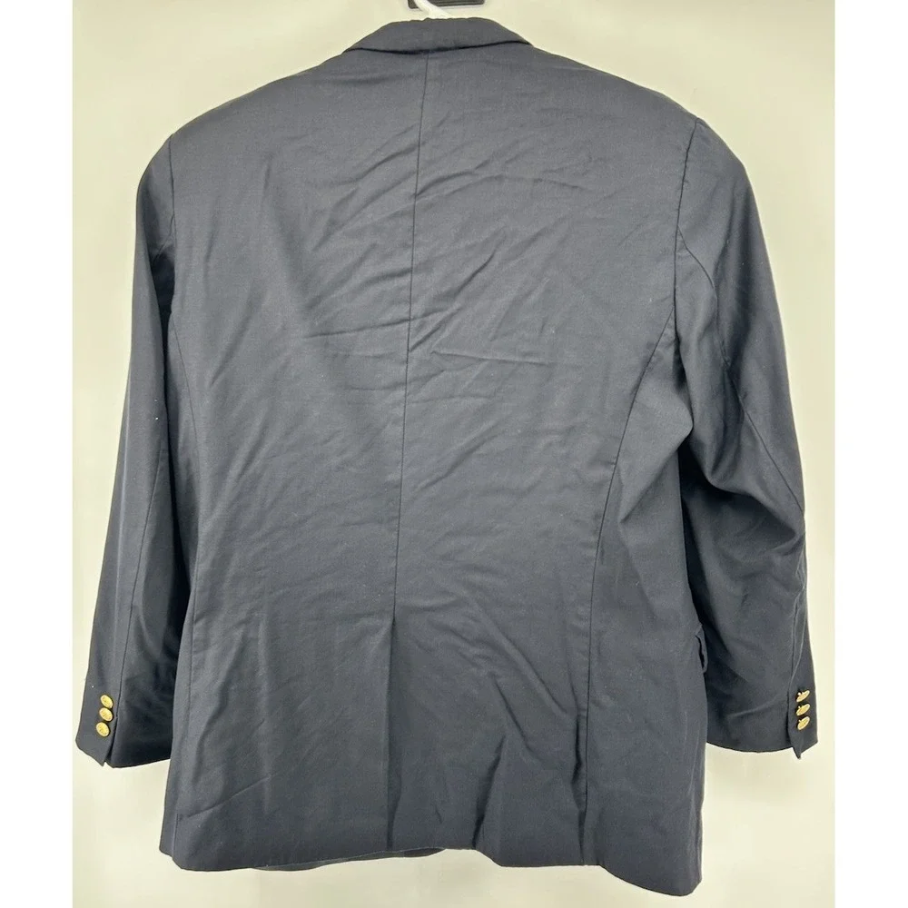 Lauren Ralph Lauren Pure New Wool Navy Blue Sport Coat Gold Button Size 44L